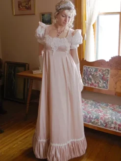 Champagne Retro Tudor Dress Costumes Women's Lace Ruffles Polyester Dress Marie Antoinette Costume Western 18th Century Costume