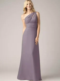 Champagne Bridesmaid Dresses Chiffon Backless Ruched A-Line Prom Maxi Dress