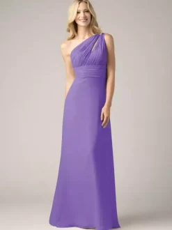 Champagne Bridesmaid Dresses Chiffon Backless Ruched A-Line Prom Maxi Dress