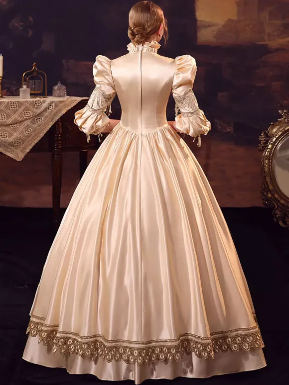 Champagne Retro Costumes Polyester Dress Women's Euro-Style Marie Antoinette Costume Party Prom Dress