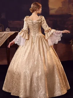 Champagne Victorian Rococo Polyester Dress Marie Antoinette Long Sleeves Dress