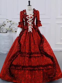 Champagne Victorian Rococo Polyester Dress Marie Antoinette Long Sleeves Dress