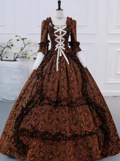 Champagne Victorian Rococo Polyester Dress Marie Antoinette Long Sleeves Dress