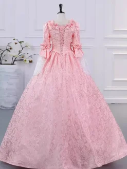 Champagne Victorian Rococo Polyester Dress Marie Antoinette Long Sleeves Dress