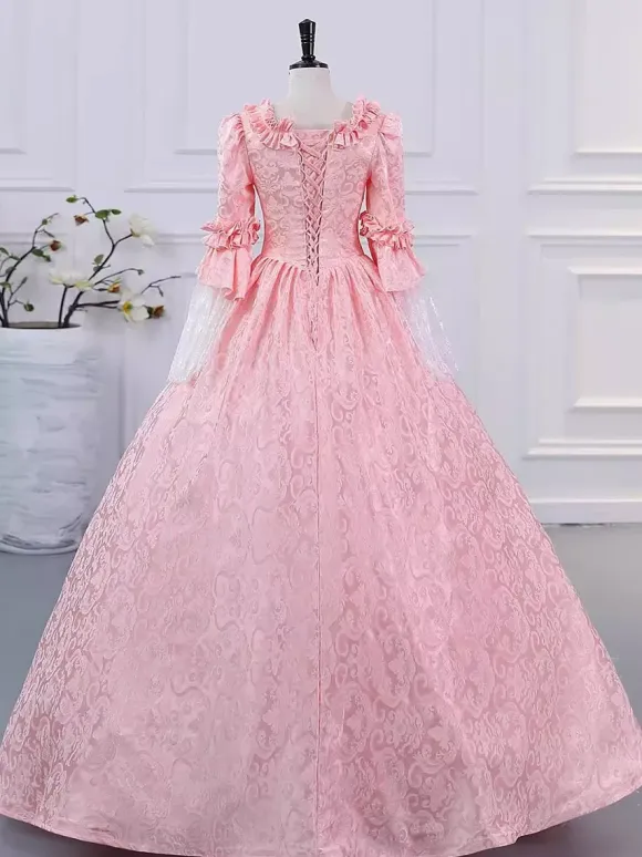 Champagne Victorian Rococo Polyester Dress Marie Antoinette Long Sleeves Dress