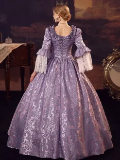 Champagne Victorian Rococo Polyester Dress Marie Antoinette Long Sleeves Dress