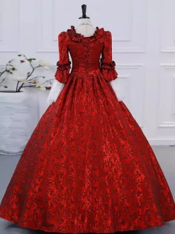Champagne Victorian Rococo Polyester Dress Marie Antoinette Long Sleeves Dress