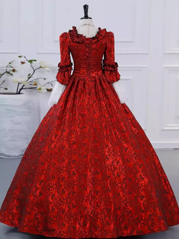 Champagne Victorian Rococo Polyester Dress Marie Antoinette Long Sleeves Dress