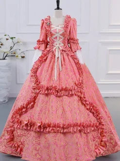 Champagne Victorian Rococo Polyester Dress Marie Antoinette Long Sleeves Dress