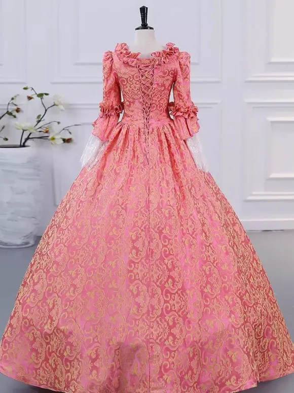 Champagne Victorian Rococo Polyester Dress Marie Antoinette Long Sleeves Dress