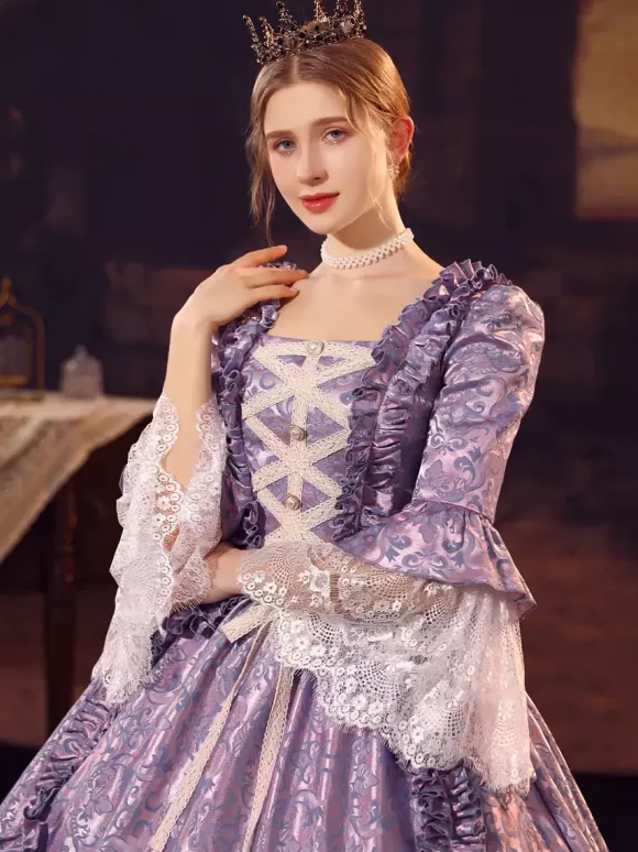 Champagne Victorian Rococo Polyester Dress Marie Antoinette Long Sleeves Dress