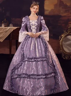 Champagne Victorian Rococo Polyester Dress Marie Antoinette Long Sleeves Dress