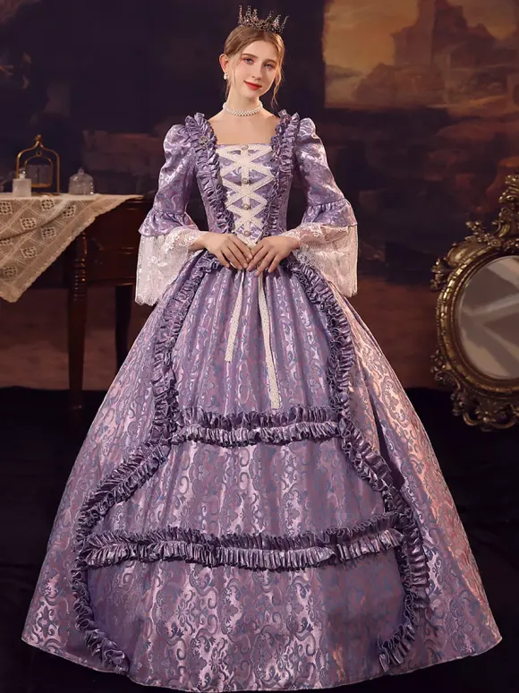 Champagne Victorian Rococo Polyester Dress Marie Antoinette Long Sleeves Dress