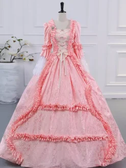 Champagne Victorian Rococo Polyester Dress Marie Antoinette Long Sleeves Dress