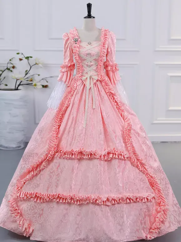 Champagne Victorian Rococo Polyester Dress Marie Antoinette Long Sleeves Dress
