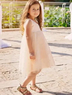 Champagne Flower Girl Dresses Jewel Neck Sleeveless Butterfly Formal Kids Pageant Dresses