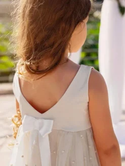 Champagne Flower Girl Dresses Jewel Neck Sleeveless Butterfly Formal Kids Pageant Dresses