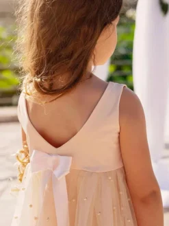 Champagne Flower Girl Dresses Jewel Neck Sleeveless Butterfly Formal Kids Pageant Dresses