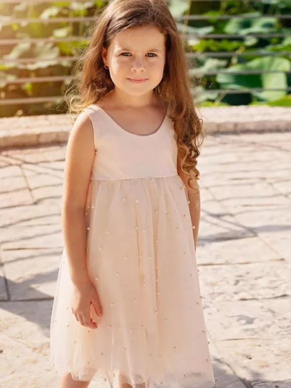 Champagne Flower Girl Dresses Jewel Neck Sleeveless Butterfly Formal Kids Pageant Dresses