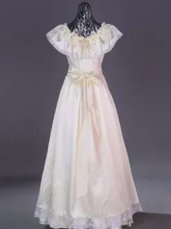 Champagne Retro Costumes Women's Pleated Lace Polyester Marie Antoinette Costume Set Dress Retro Vintage Clothing