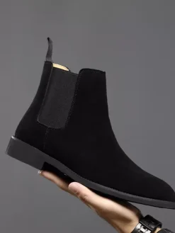 Chelsea Boots For Men Elastic Bandage Suede Leather Casual Shoes