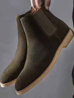 Chelsea Boots For Men Elastic Bandage Suede Leather Casual Shoes