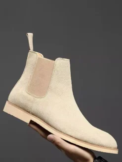 Chelsea Boots For Men Elastic Bandage Suede Leather Casual Shoes