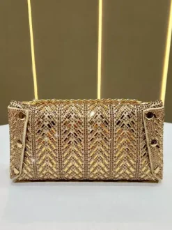 Chevron Rhinestone Envelope Clutch Bag Detachable Chain Strap Sparkly Evening Wedding Party Hand Purse