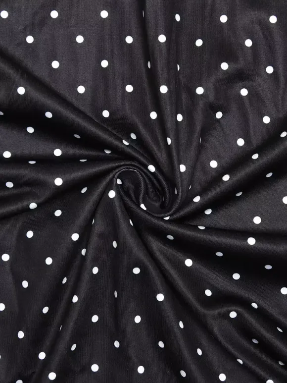 Chic Fitted Black Gown With Polka Dots Perfect For Casual Outings