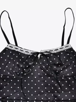 Chic Fitted Black Gown With Polka Dots Perfect For Casual Outings