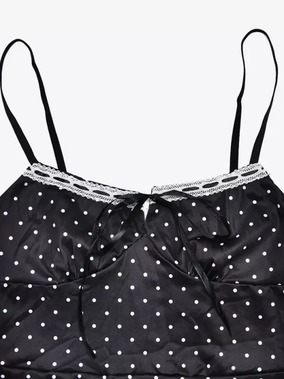 Chic Fitted Black Gown With Polka Dots Perfect For Casual Outings