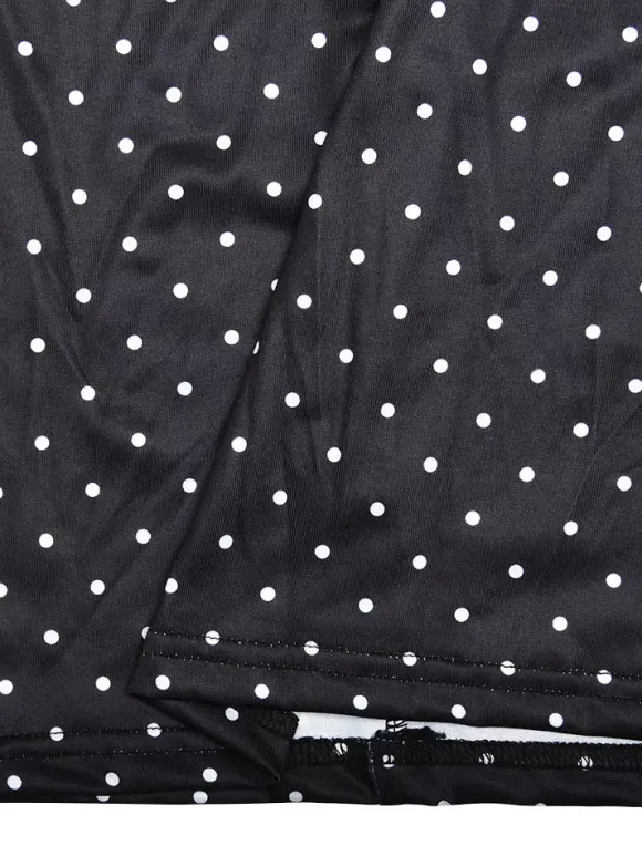 Chic Fitted Black Gown With Polka Dots Perfect For Casual Outings