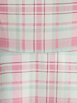 Chic Fitted Blue Plaid Gown With A Line Skirt Perfect For Summer Parties