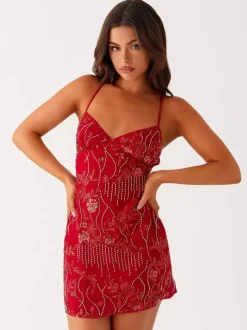 Chic Fitted Orange Gown With Floral Sequin Detail Perfect For Parties