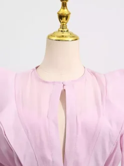 Chic Fitted Pink Gown With Layered Ruffle Perfect For Summer