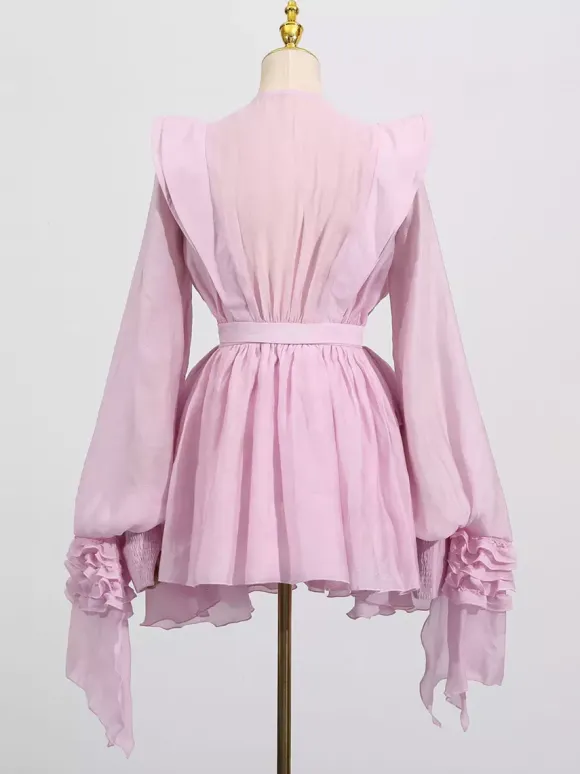 Chic Fitted Pink Gown With Layered Ruffle Perfect For Summer
