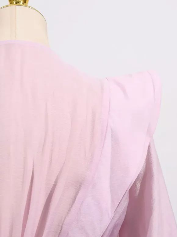 Chic Fitted Pink Gown With Layered Ruffle Perfect For Summer