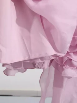 Chic Fitted Pink Gown With Layered Ruffle Perfect For Summer