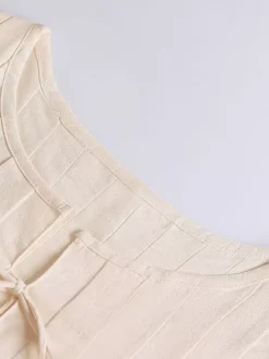 Chic Cami Top Lace Up Pleated Round Neck Summer Casual Women Top