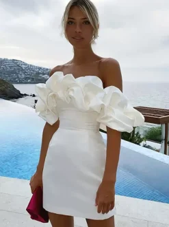 Chic Cupcake Dress Strapless Slit Birthday Party Mini Dresses