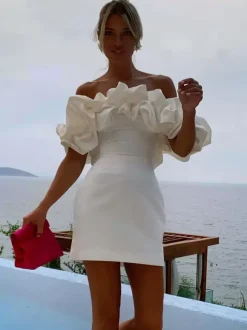 Chic Cupcake Dress Strapless Slit Birthday Party Mini Dresses
