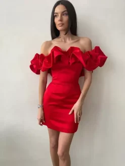 Chic Cupcake Dress Strapless Slit Birthday Party Mini Dresses
