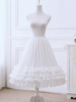 Chiffon Lolita Skirt Bow Ruffle White Lolitapetticoat