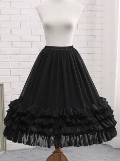 Chiffon Lolita Skirt Bow Ruffle White Lolitapetticoat