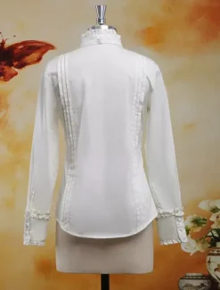 Chiffon Blouse Long Sleeves Stand Collar Ruffles Bow