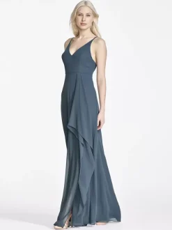 Chiffon Bridesmaid Dresses Sleeveless Irregular A-Line Wedding Party Maxi Dress