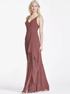 Chiffon Bridesmaid Dresses Sleeveless Irregular A-Line Wedding Party Maxi Dress