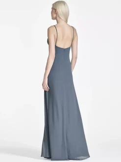 Chiffon Bridesmaid Dresses Sleeveless Irregular A-Line Wedding Party Maxi Dress