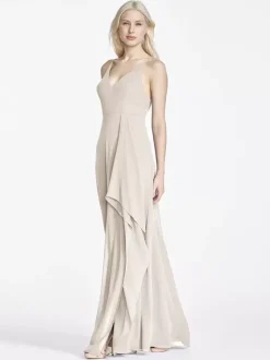 Chiffon Bridesmaid Dresses Sleeveless Irregular A-Line Wedding Party Maxi Dress