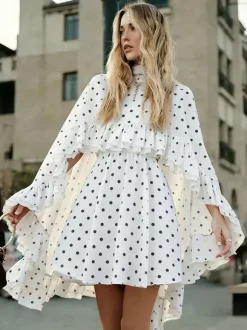 Chiffon Cape Mini Slip Dress For Women - Elegant Ruffle Tiered 2 Piece Set - Spring Wedding Guest Party Cocktail 2026